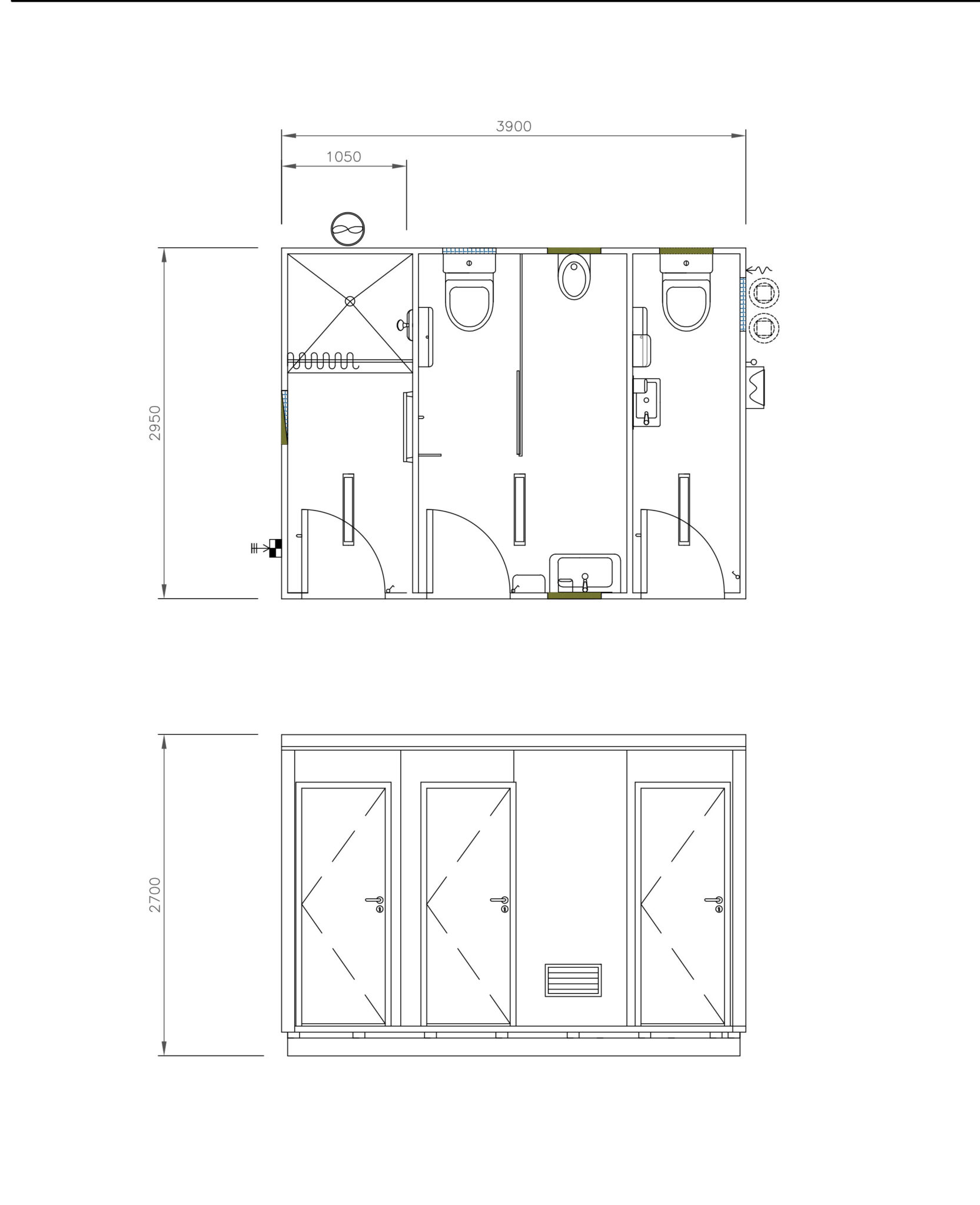 Plan V - Ablution Suite: 3m x 4m | Ablution Blocks by Cube NZ